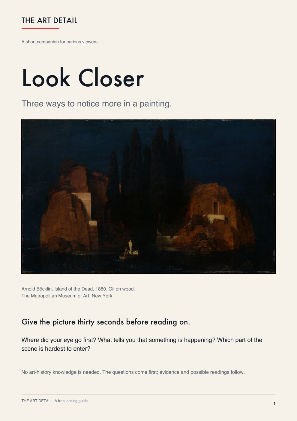 Look Closer, the free four-page Art Detail guide